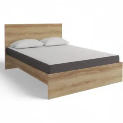 Lit double 140x190 avec sommier hêtre + matelas à mémoire de forme