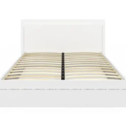 Lit double 140 x 190 cm avec sommier et LED intégrées blanc