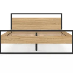 Lit double 140x190 cm style industriel avec sommier