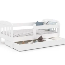 Lit enfant blanc avec tiroir de rangement sommier et barrières