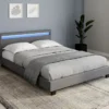 Lit 2 places avec LED 140x190 cm gris
