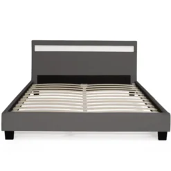 Lit 2 places avec LED 140x190 cm gris