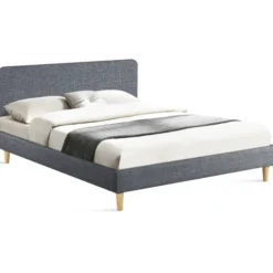 Lit scandinave 140x190 cm gris