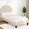 Lit simple coquillage 90 x 190 cm avec sommier velours beige