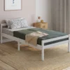 Lit simple 90 x 190 cm avec sommier bois blanc