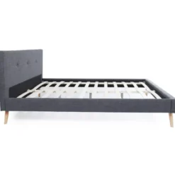 Lit style scandinave 160x200 cm gris