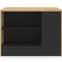 Îlot central bois et noir avec une grande capacité de rangement