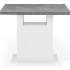 Îlot central cuisine plateau effet béton et bois blanc 110 cm