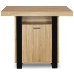 Îlot central industriel bois noir et imitation hêtre 110 cm