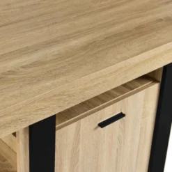 Îlot central industriel bois noir et imitation hêtre 110 cm