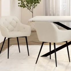 Lot chaises et fauteuils de table beige