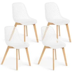 Lot de 4 chaises ajourées blanches design