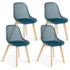 Lot de 4 chaises ajourées bleu canard design