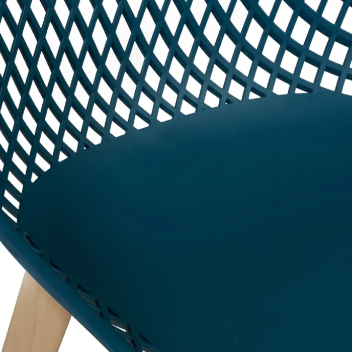 Lot de 4 chaises ajourées bleu canard design