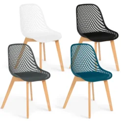 Lot de 4 chaises ajourées dépareillées design