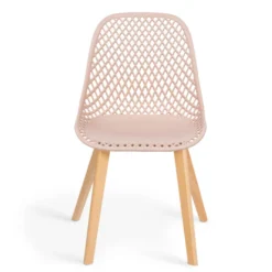 Lot de 4 chaises ajourées dépareillées pastel design scandinave