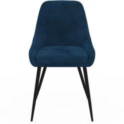 Lot de 4 chaises avec accoudoirs en velours bleu
