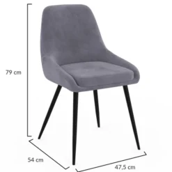 Lot de 4 chaises avec accoudoirs en velours gris clair