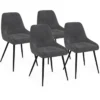 Lot de 4 chaises avec accoudoirs en velours gris foncé