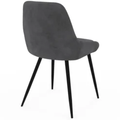 Lot de 4 chaises avec accoudoirs en velours gris foncé