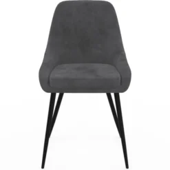 Lot de 4 chaises avec accoudoirs en velours gris foncé