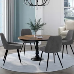 Lot de 4 chaises avec accoudoirs en velours gris foncé