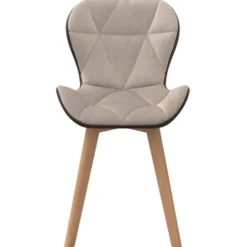 Lot de 4 chaises bi-matière en tissu et PU marron et taupe pour salle à manger