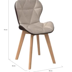 Lot de 4 chaises bi-matière en tissu et PU marron et taupe pour salle à manger