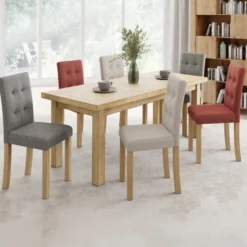 Lot de 6 chaises capitonnées mix color gris, terracotta et beige