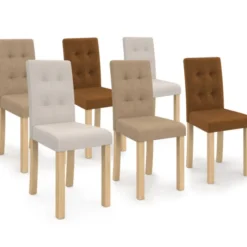 Lot de 6 chaises capitonnées scandinaves en tissu mix color