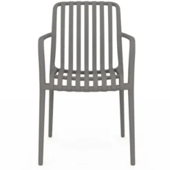 Lot de 4 chaises de jardin empilables en polypropylène gris anthracite