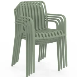 Lot de 4 chaises de jardin empilables en polypropylène vert