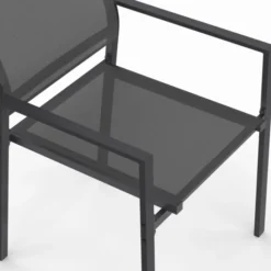 Lot de 6 chaises de jardin empilables gris anthracite en métal et textilène