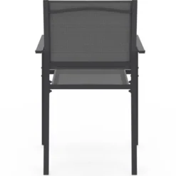 Lot de 6 chaises de jardin empilables gris anthracite en métal et textilène