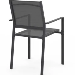 Lot de 6 chaises de jardin empilables gris anthracite en métal et textilène