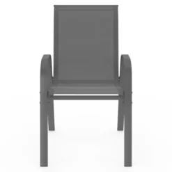 Lot de 6 chaises de jardin empilables en métal gris anthracite et textilène