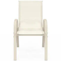 Lot de 6 chaises de jardin métal et textilène empilables beige