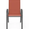 Lot de 4 chaises de jardin métal et textilène empilables terracotta