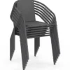 Lot de 6 chaises de jardin métal et textilène empilables gris anthracite