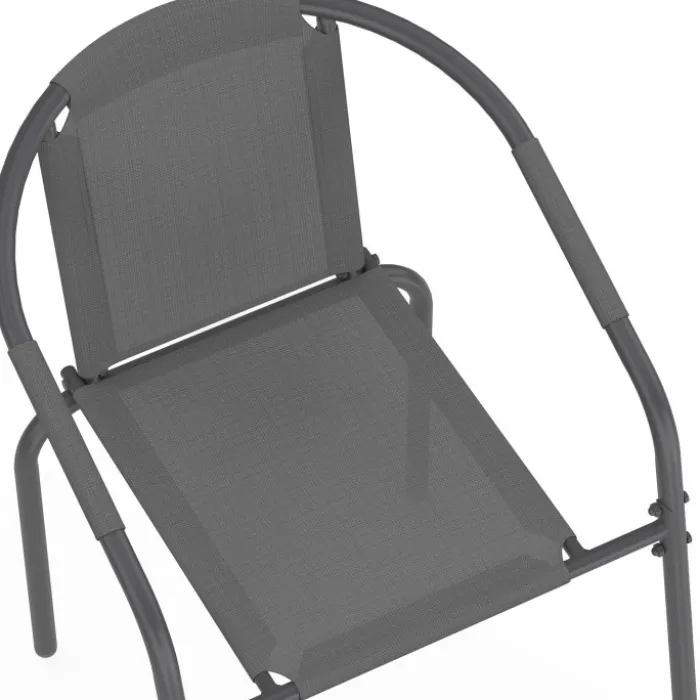 Lot de 6 chaises de jardin métal et textilène empilables gris anthracite