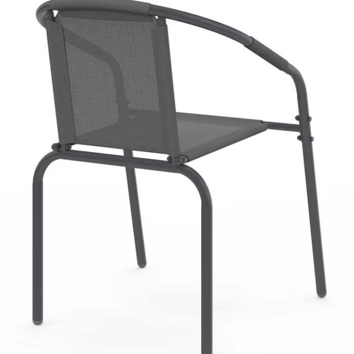 Lot de 6 chaises de jardin métal et textilène empilables gris anthracite