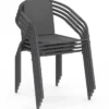 Lot de 4 chaises de jardin métal et textilène empilables gris anthracite