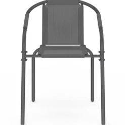 Lot de 4 chaises de jardin métal et textilène empilables gris anthracite