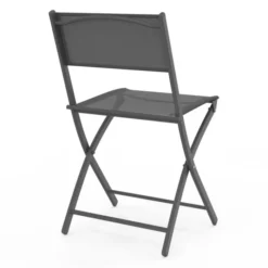 Lot de 6 chaises de jardin pliantes gris anthracite en métal et textilène