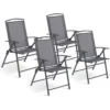 Lot de 4 chaises de jardin pliantes dossier inclinable avec accoudoirs gris anthracite