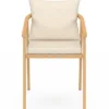 Lot de 4 chaises de jardin structure en métal effet bois, lanières et coussins beiges