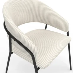 Lot de 2 chaises de salle à manger en velours côtelé beige et pieds métal noir