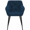 Lot de 2 chaises de salle à mangers velours bleu canard