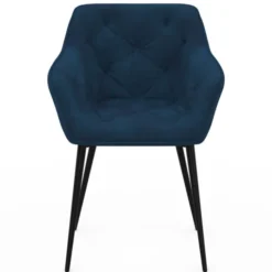 Lot de 2 chaises de salle à mangers velours bleu canard