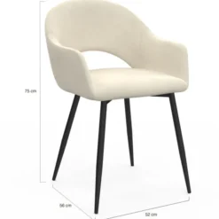 Lot de 2 chaises de salle à manger en velours crème